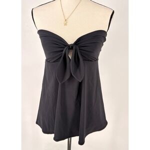 Karla Colletto Black Swim Top Bow Strapless Swimsuit Cover Up